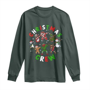 Black Christmas Crew Long Sleeve Shirt Dabbing Black African American Santa Reindeer Snowman TS09 Dark Forest Green Print Your Wear