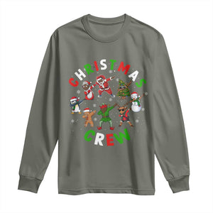 Black Christmas Crew Long Sleeve Shirt Dabbing Black African American Santa Reindeer Snowman TS09 Military Green Print Your Wear