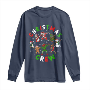 Black Christmas Crew Long Sleeve Shirt Dabbing Black African American Santa Reindeer Snowman TS09 Navy Print Your Wear