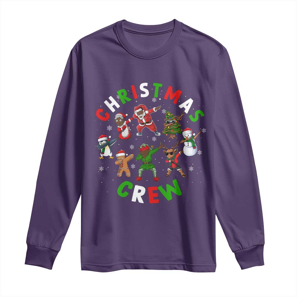 Black Christmas Crew Long Sleeve Shirt Dabbing Black African American Santa Reindeer Snowman TS09 Purple Print Your Wear