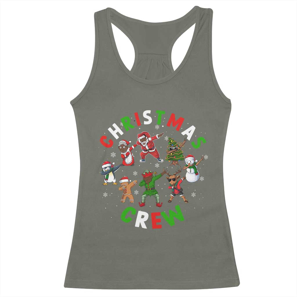 Black Christmas Crew Racerback Tank Top Dabbing Black African American Santa Reindeer Snowman TS09 Military Green Print Your Wear
