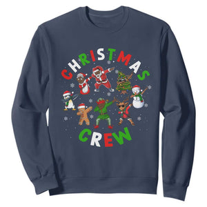 Christmas Crew Black African American Santa Reindeer Snowman Dabbing Sweatshirt TS09 Navy Printyourwear