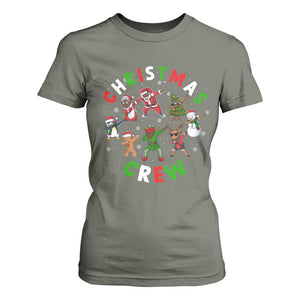 Black Christmas Crew T Shirt For Women Dabbing Black African American Santa Reindeer Snowman TS09 Military Green Print Your Wear