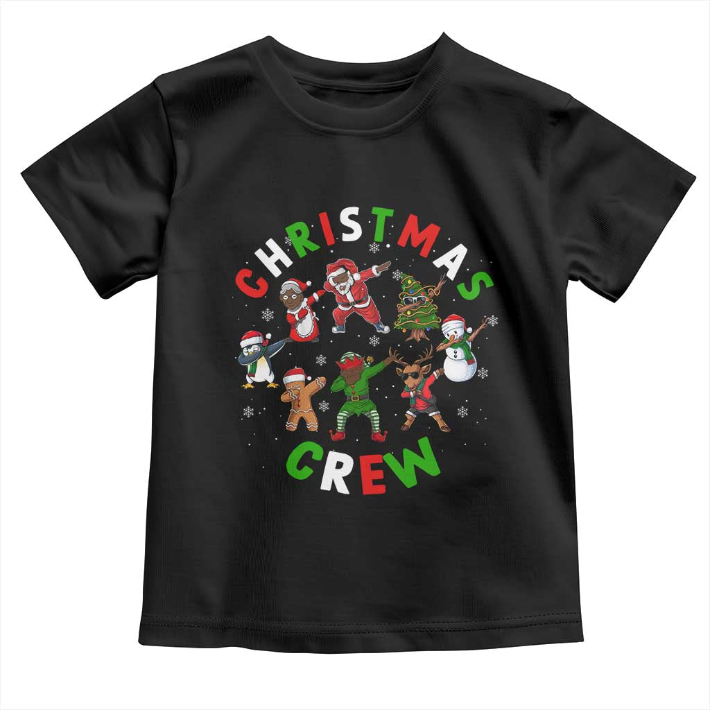 Black Christmas Crew Toddler T Shirt Dabbing Black African American Santa Reindeer Snowman TS09 Black Print Your Wear