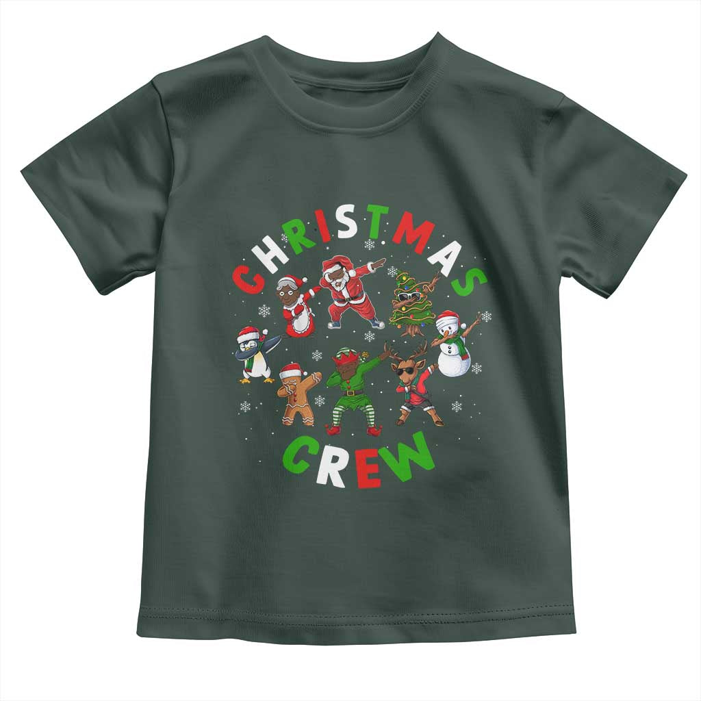 Black Christmas Crew Toddler T Shirt Dabbing Black African American Santa Reindeer Snowman TS09 Dark Forest Green Print Your Wear