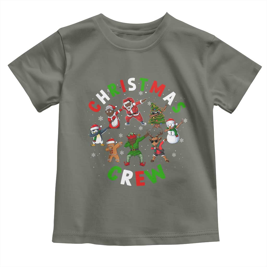 Black Christmas Crew Toddler T Shirt Dabbing Black African American Santa Reindeer Snowman TS09 Military Green Print Your Wear