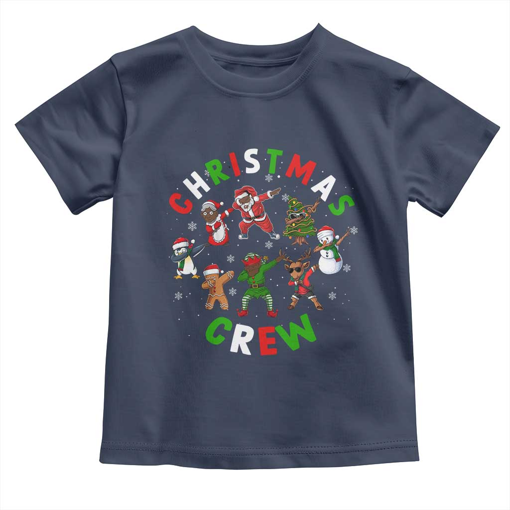 Black Christmas Crew Toddler T Shirt Dabbing Black African American Santa Reindeer Snowman TS09 Navy Print Your Wear