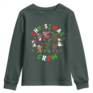 Black Christmas Crew Youth Sweatshirt Dabbing Black African American Santa Reindeer Snowman TS09 Dark Forest Green Print Your Wear