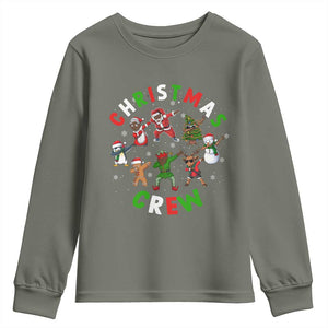 Black Christmas Crew Youth Sweatshirt Dabbing Black African American Santa Reindeer Snowman TS09 Military Green Print Your Wear
