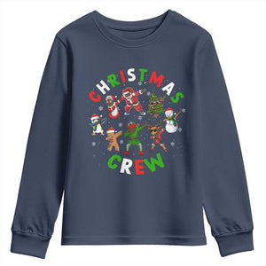 Black Christmas Crew Youth Sweatshirt Dabbing Black African American Santa Reindeer Snowman TS09 Navy Print Your Wear