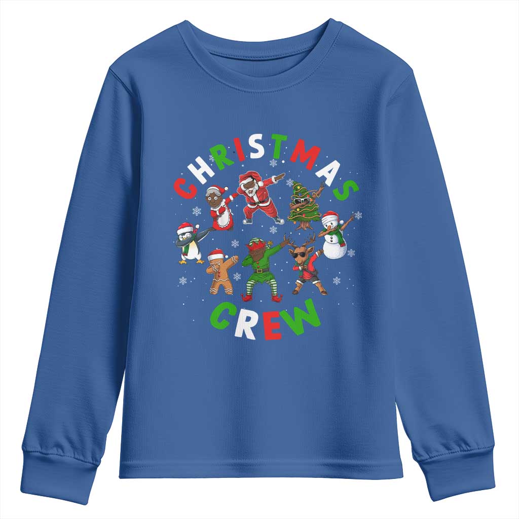 Black Christmas Crew Youth Sweatshirt Dabbing Black African American Santa Reindeer Snowman TS09 Royal Blue Print Your Wear