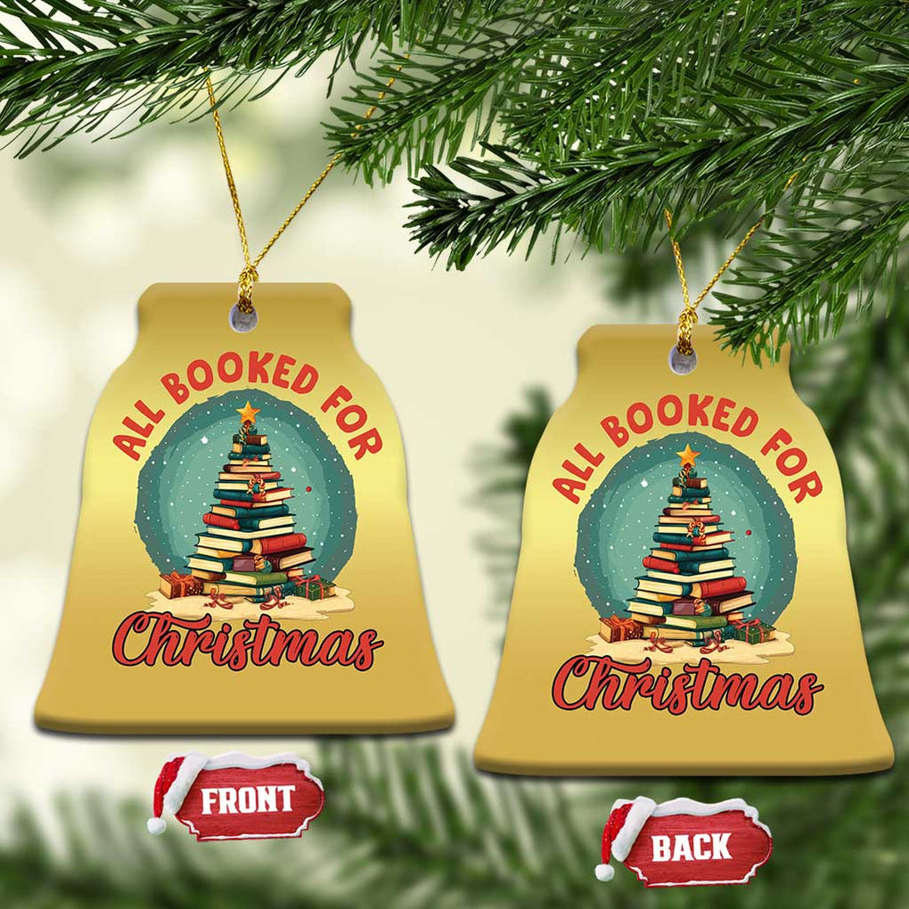 Xmas Book Lover Christmas Ornament All Booked For Christmas Tree Bookaholic TS09 Bell Flake Gold Print Your Wear