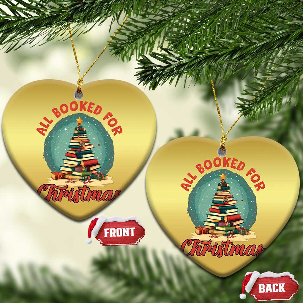 Xmas Book Lover Christmas Ornament All Booked For Christmas Tree Bookaholic TS09 Heart Gold Print Your Wear