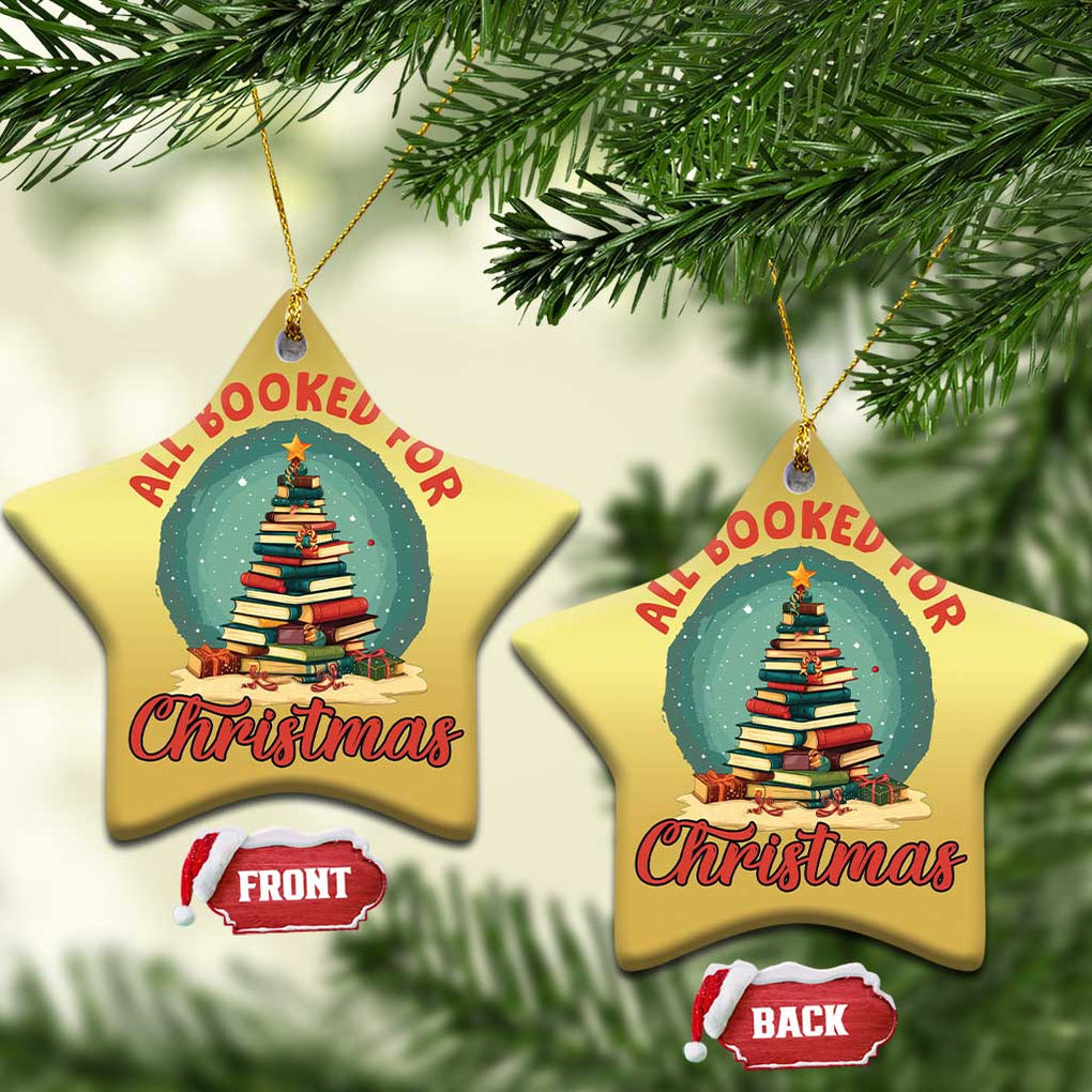 Xmas Book Lover Christmas Ornament All Booked For Christmas Tree Bookaholic TS09 Star Gold Print Your Wear