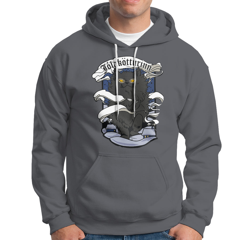 Icelandic Christmas Hoodie Yule Cat Jolakotturinn Xmas Eve TS09 Charcoal Printyourwear