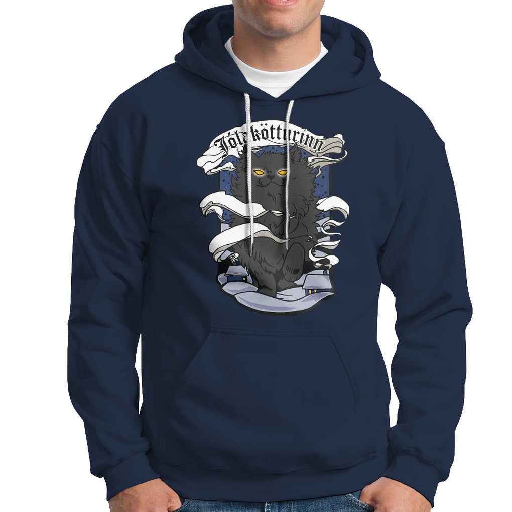 Icelandic Christmas Hoodie Yule Cat Jolakotturinn Xmas Eve TS09 Navy Printyourwear