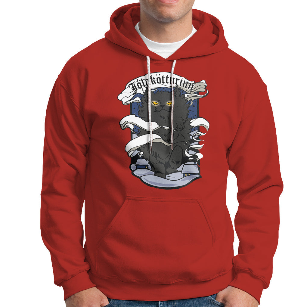 Icelandic Christmas Hoodie Yule Cat Jolakotturinn Xmas Eve TS09 Red Printyourwear