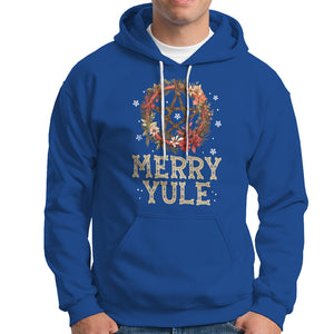 Merry Yule And Winter Solstice Flower Wreath Pentagram Hoodie TS09 Royal Blue Printyourwear