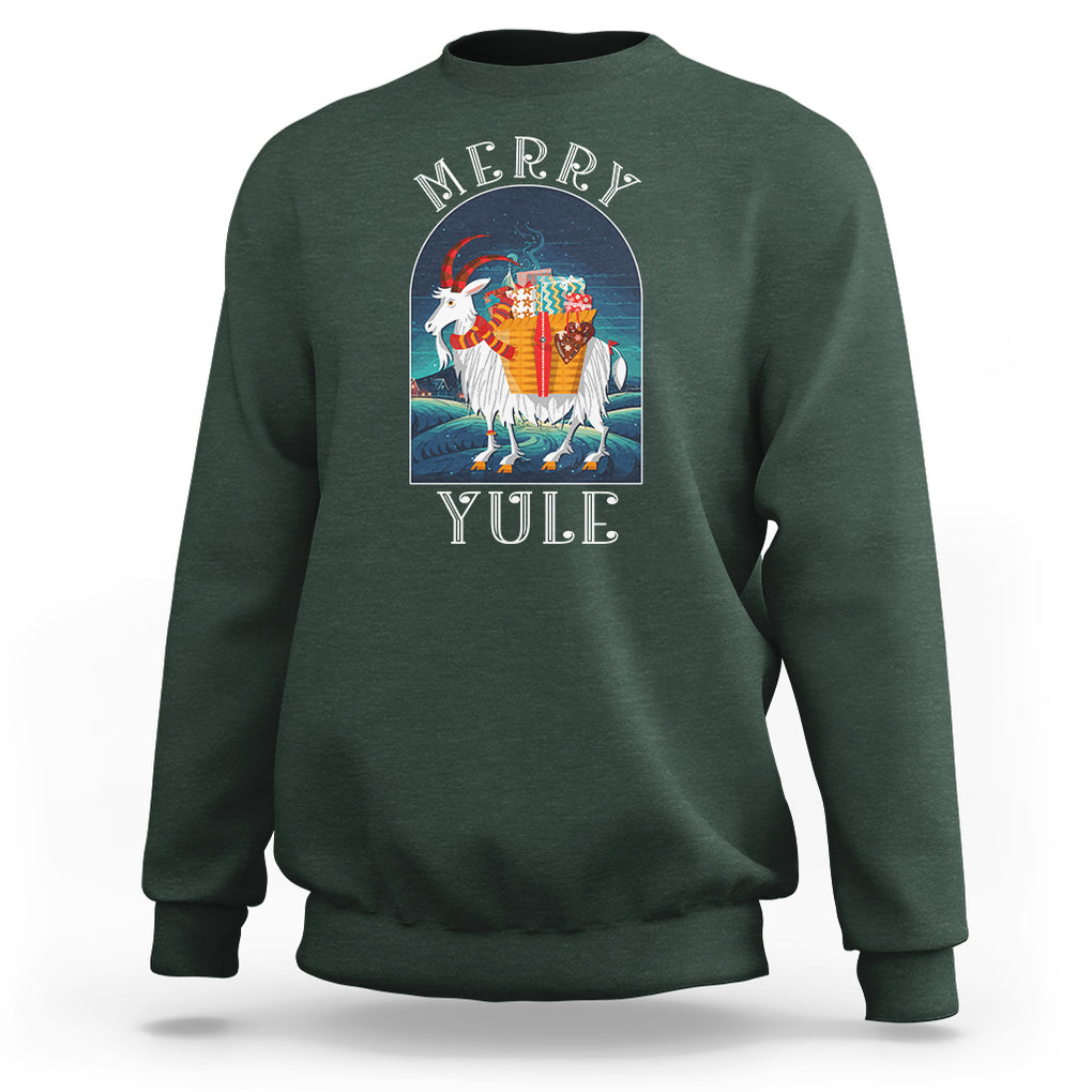 Yule Goat Jul Nordic Yuletide Merry Christmas Sweatshirt TS09 Dark Forest Green Printyourwear