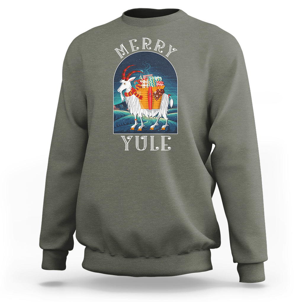 Yule Goat Jul Nordic Yuletide Merry Christmas Sweatshirt TS09 Military Green Printyourwear