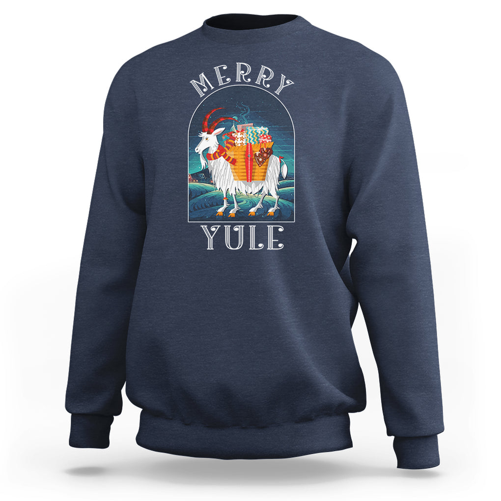 Yule Goat Jul Nordic Yuletide Merry Christmas Sweatshirt TS09 Navy Printyourwear