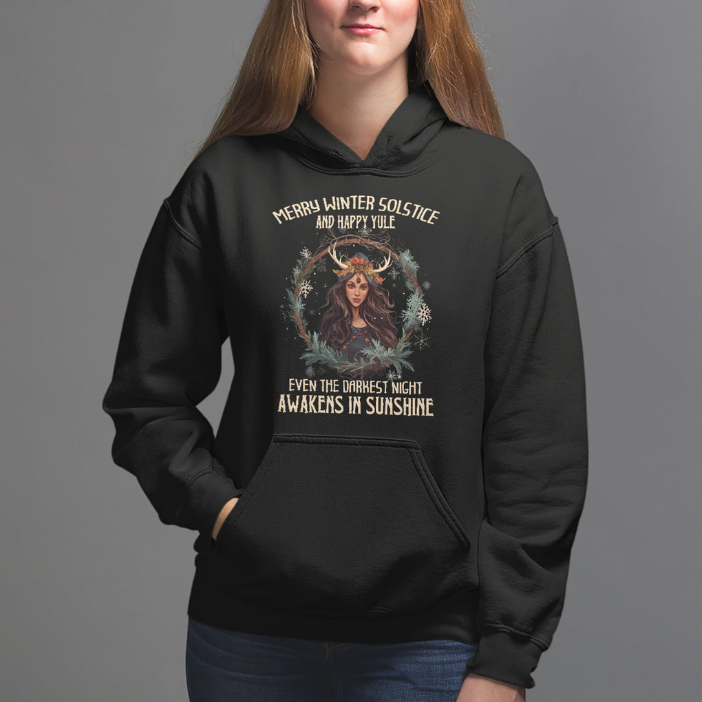 Merry Winter Solstice And Happy Yule Fairy Awakens In Sunshine Hoodie TS09 Black Printyourwear