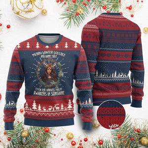 Yule Ugly Christmas Sweater Merry Winter Solstice Awakens In Sunshine TS09 Burgundy Print Your Wear