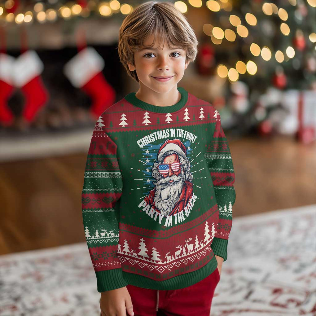 Christmas in the Front Party in the Back USA Patriotic Santa Ugly Christmas Sweater TS09 Christmas Print Your Wear