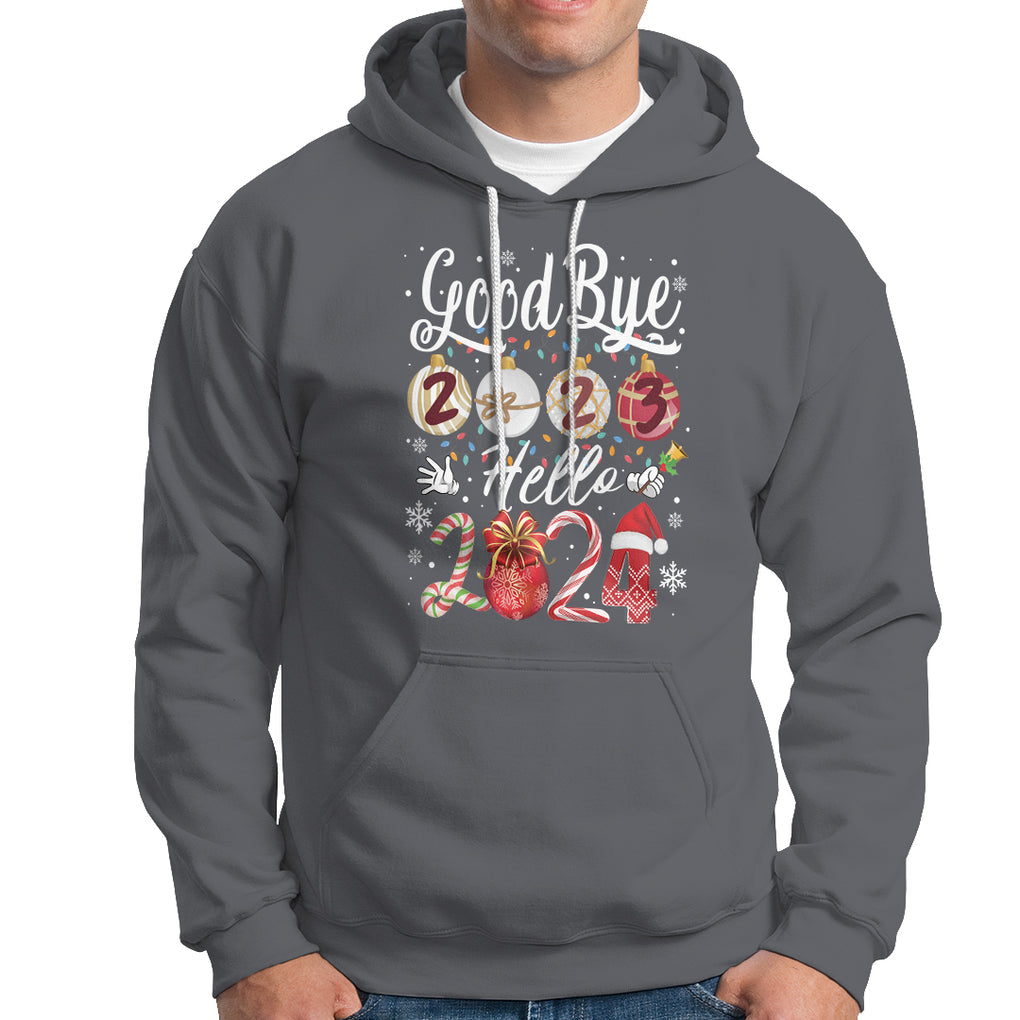 Goodbye 2023 Hello 2024 Happy New Year's Eve Hoodie TS09 Charcoal Printyourwear