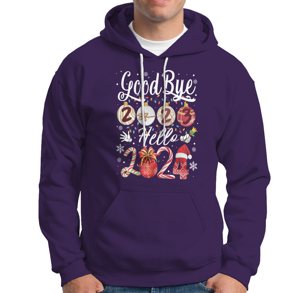 Goodbye 2023 Hello 2024 Happy New Year's Eve Hoodie TS09 Purple Printyourwear