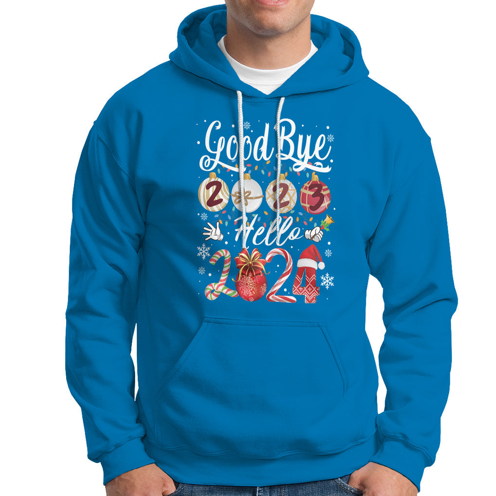 Goodbye 2023 Hello 2024 Happy New Year's Eve Hoodie TS09 Sapphire Printyourwear