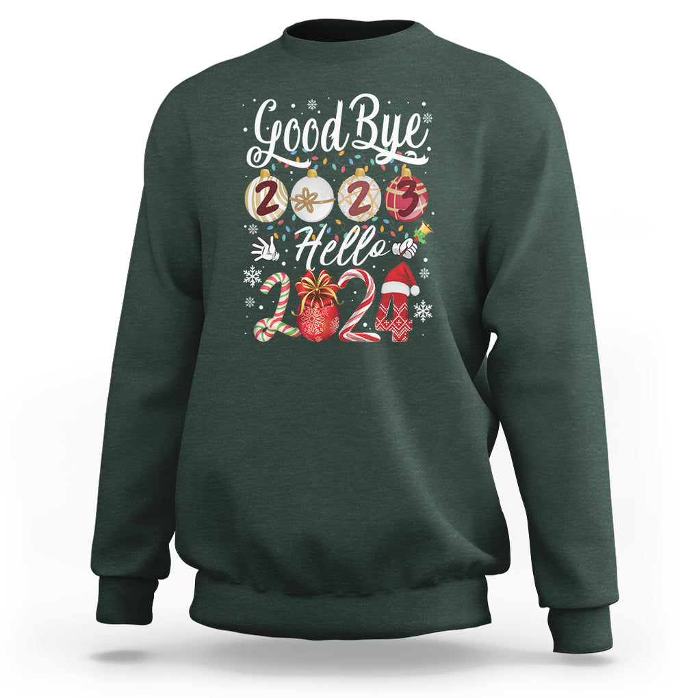 Goodbye 2023 Hello 2024 Happy New Year's Eve Sweatshirt TS09 Dark Forest Green Printyourwear
