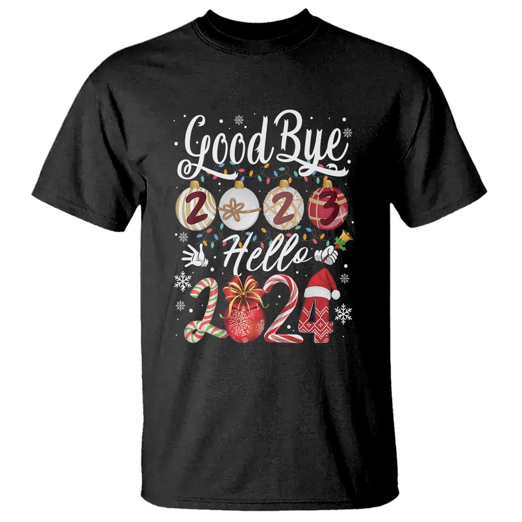 Goodbye 2023 Hello 2024 Happy New Year's Eve T Shirt TS09 Black Printyourwear