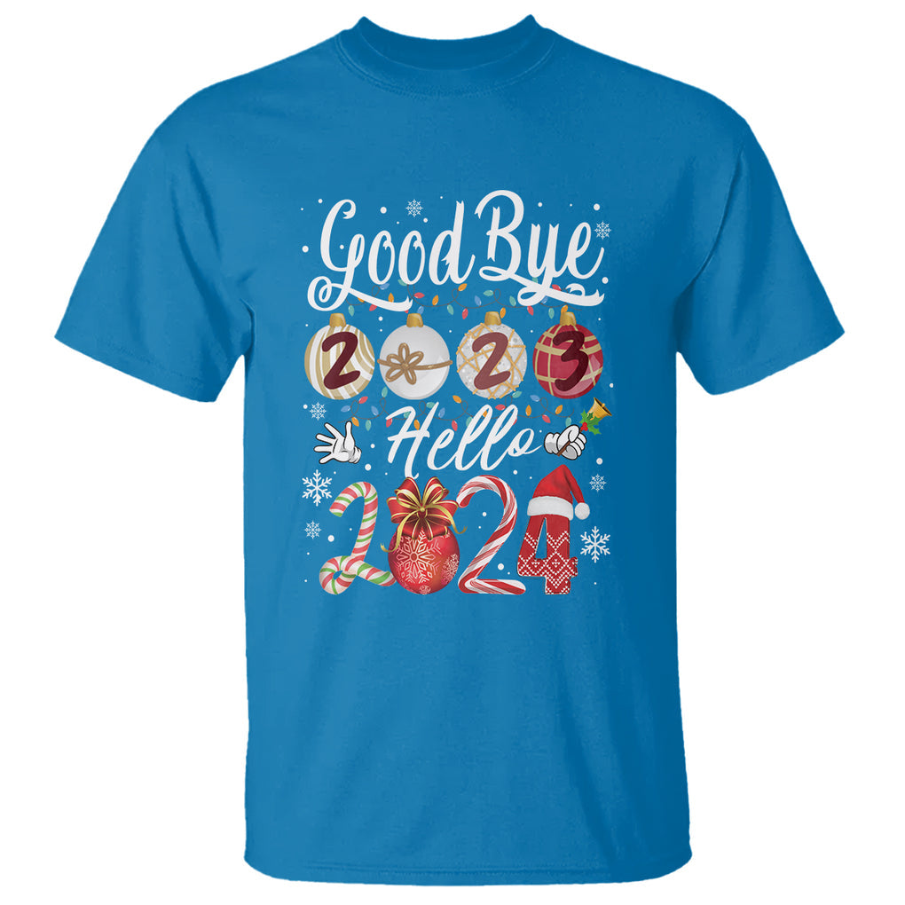 Goodbye 2023 Hello 2024 Happy New Year's Eve T Shirt TS09 Sapphire Printyourwear
