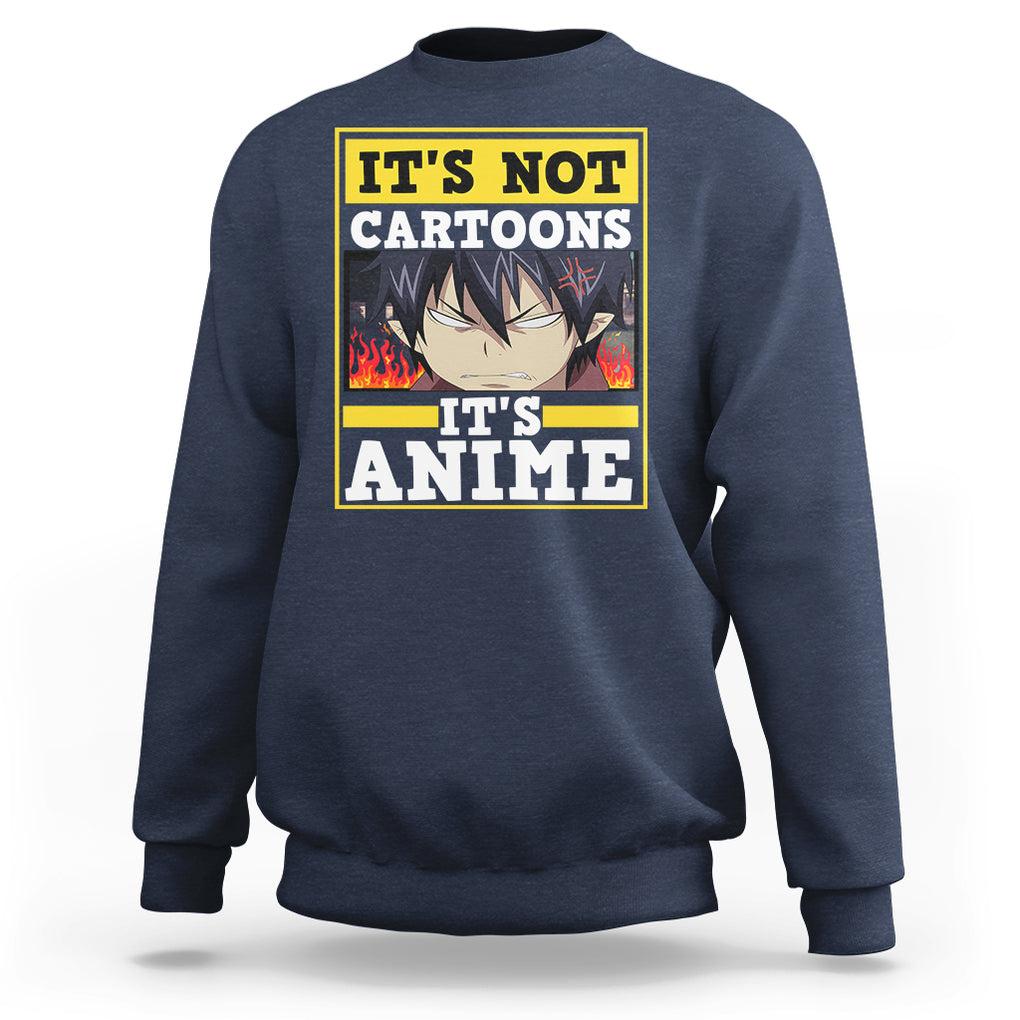 It's Not Cartoons It's Anime Sweatshirt Angry Eyes Japanese Manga TS09 Navy Printyourwear