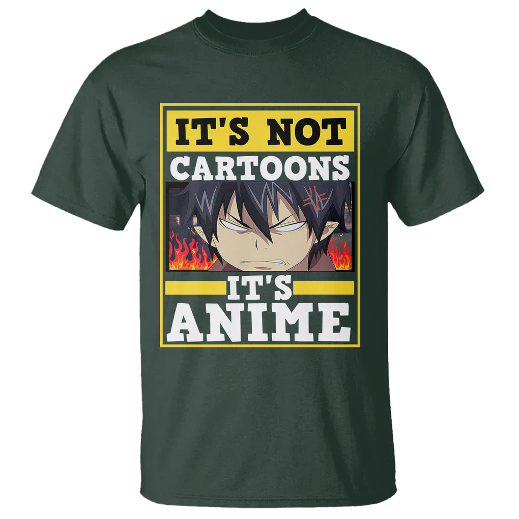 It's Not Cartoons It's Anime T Shirt Angry Eyes Japanese Manga TS09 Dark Forest Green Printyourwear