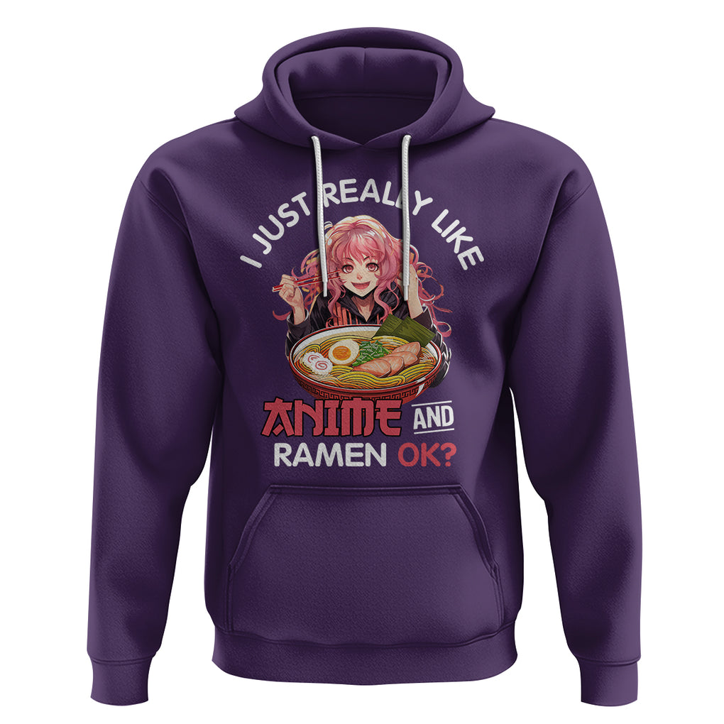 I Just Really Like Anime and Ramen Ok? Hoodie Kawaii Teen Girl TS09 Purple Printyourwear