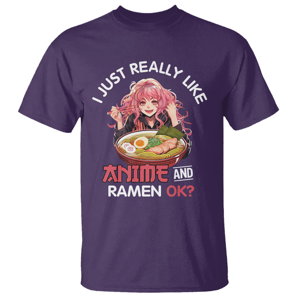 I Just Really Like Anime and Ramen Ok? T Shirt Kawaii Teen Girl TS09 Purple Printyourwear