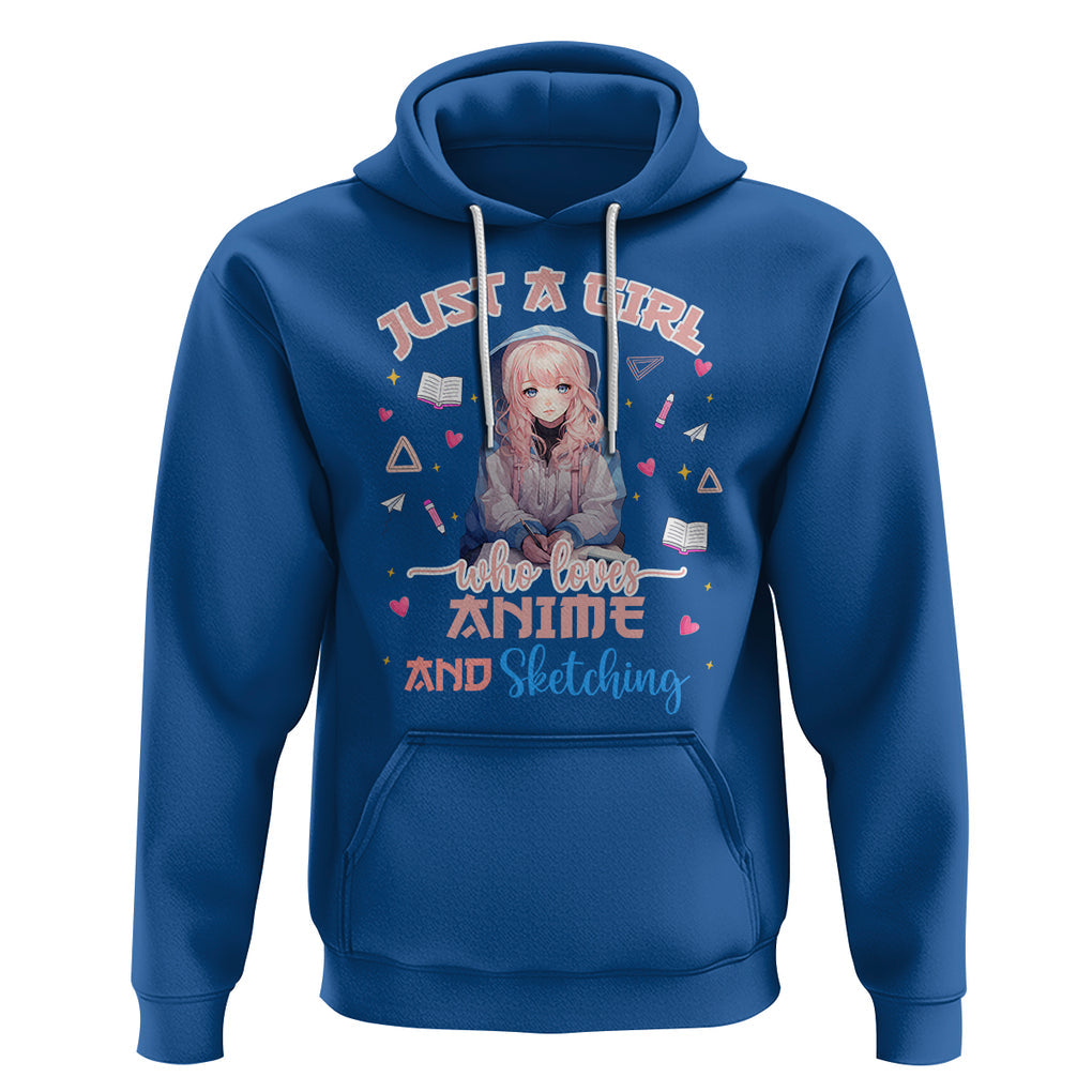 Just A Girl Who Loves Anime And Sketching Hoodie Cute Kawaii Manga Japan TS09 Royal Blue Printyourwear