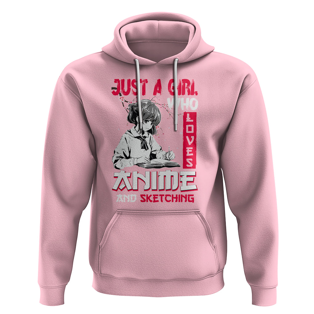 Just A Girl Who Loves Anime And Sketching Hoodie Japan Sakura Cherry Blossoms TS09 Light Pink Printyourwear