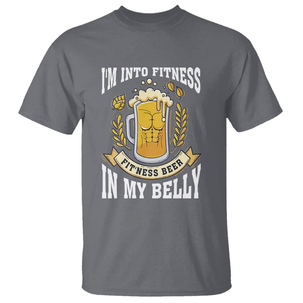 Funny Drinking T Shirt I'm Into Fitness Fit'ness Beer in My Belly TS09 Charcoal Printyourwear