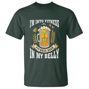 Funny Drinking T Shirt I'm Into Fitness Fit'ness Beer in My Belly TS09 Dark Forest Green Printyourwear