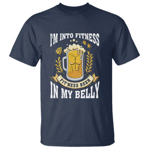 Funny Drinking T Shirt I'm Into Fitness Fit'ness Beer in My Belly TS09 Navy Printyourwear
