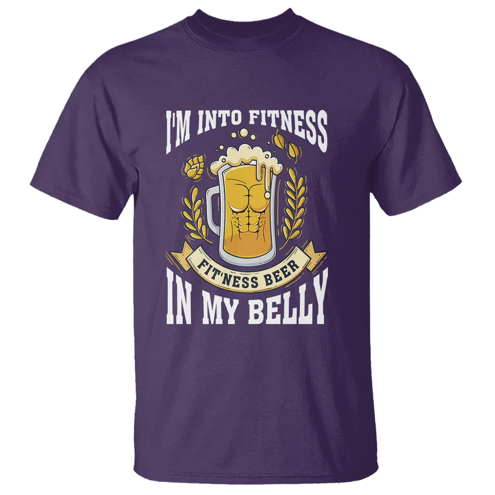 Funny Drinking T Shirt I'm Into Fitness Fit'ness Beer in My Belly TS09 Purple Printyourwear