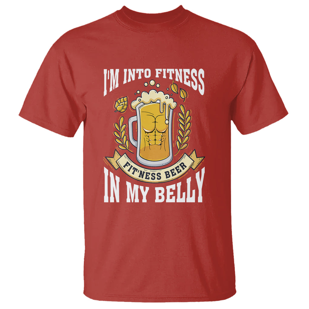 Funny Drinking T Shirt I'm Into Fitness Fit'ness Beer in My Belly TS09 Red Printyourwear