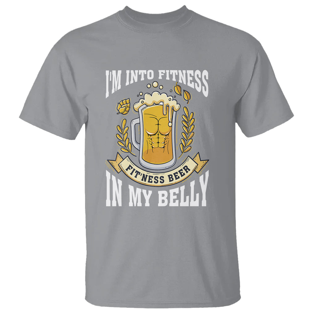 Funny Drinking T Shirt I'm Into Fitness Fit'ness Beer in My Belly TS09 Sport Gray Printyourwear