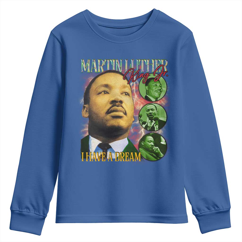 Martin Luther King Jr Youth Sweatshirt I Have A Dream MLK Day Black History TS09 Royal Blue Print Your Wear