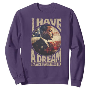 Martin Luther King Jr Sweatshirt I Have A Dream American Flag MLK Day Black History TS09 Purple Print Your Wear