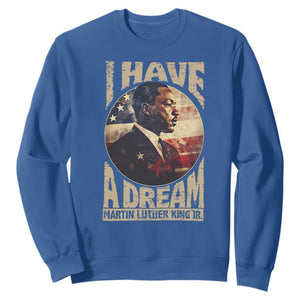 Martin Luther King Jr Sweatshirt I Have A Dream American Flag MLK Day Black History TS09 Royal Blue Print Your Wear