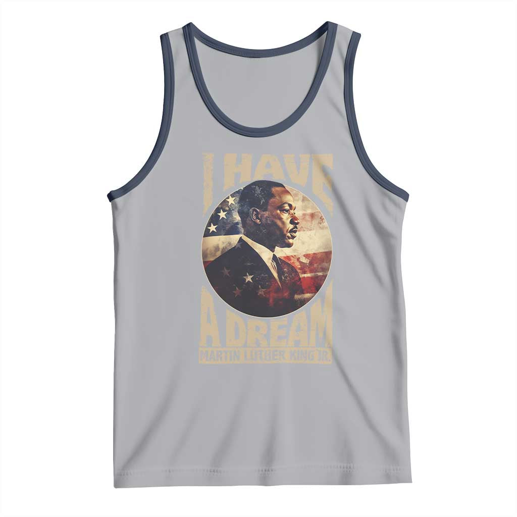 Martin Luther King Jr Tank Top I Have A Dream American Flag MLK Day Black History TS09 Athletic Heather Navy Print Your Wear